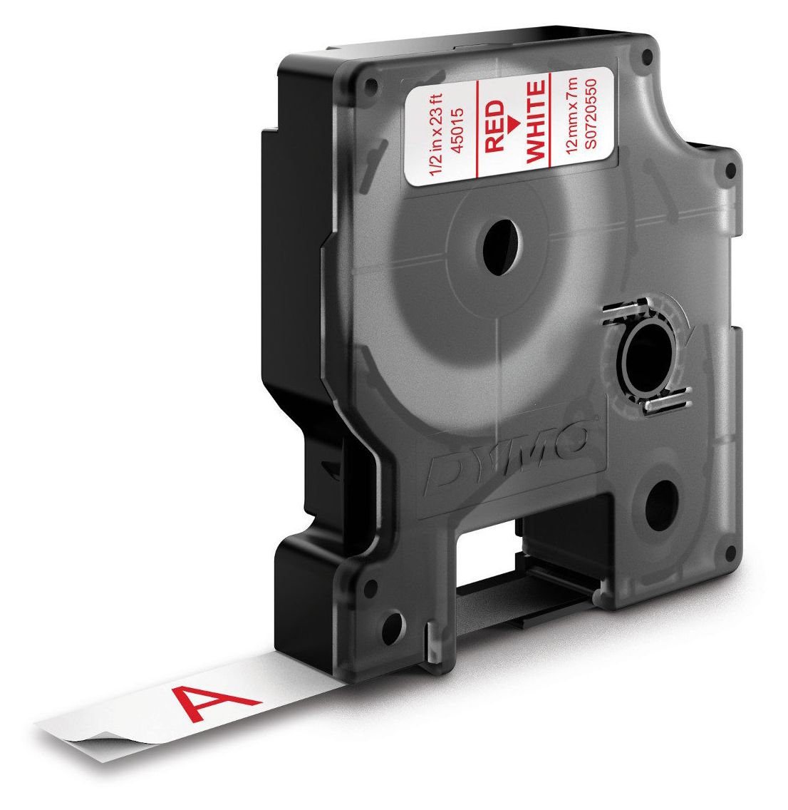 DYMO Original D1-Etikettenband | rot auf weiß | 12 mm x 7 m | selbstklebendes Schriftband | für LabelManager-Beschriftungsgerät 
