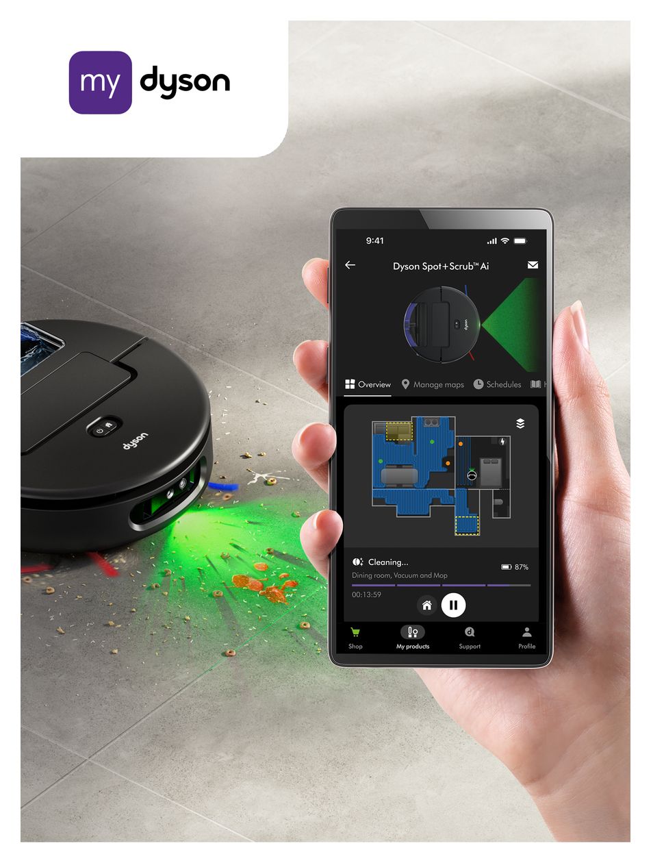 Spot+Scrub AI Saugroboter nass/trocken 140 min Akku 18000 Pascal Leistung  (Schwarz) 