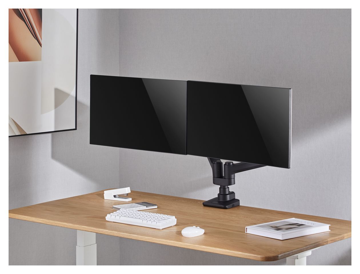 17"-35" Schwerlast-Doppelmonitor-Schreibtischhalterung, Schwarz 