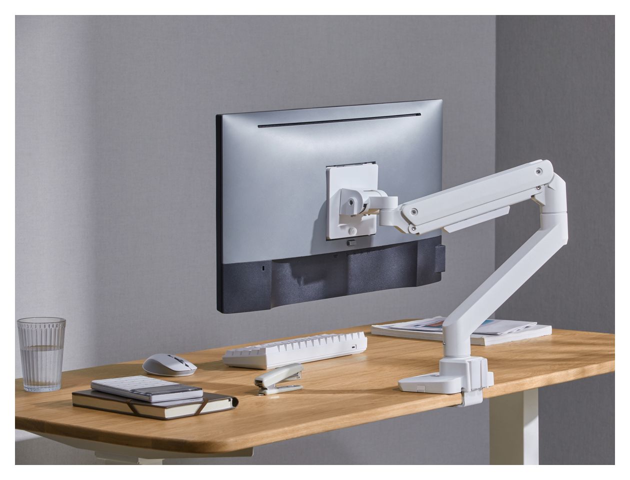 17"-49" Schwerlast-Monitor-Schreibtischhalterung, Weiß 