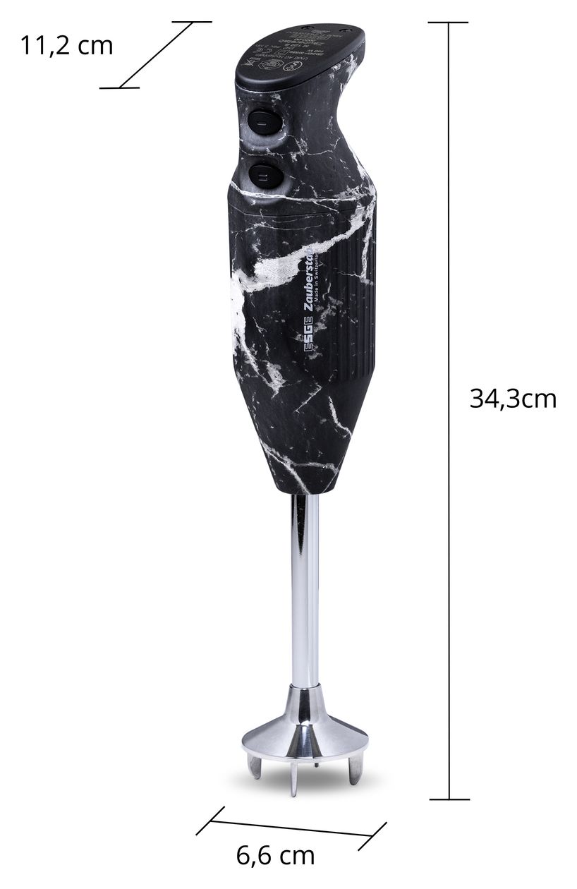 Design Edition Marmor/Schwarz Zauberstab Stabmixer 200 W (Schwarz, Marmorfarbe) 