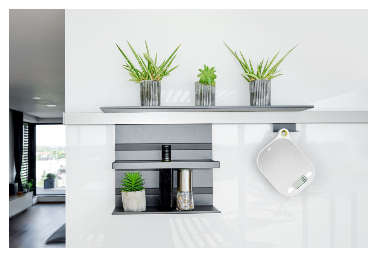 Grami Elektronische Küchenwaage bis 8 kg Genauigkeit 1 g  (Weiß, Edelstahl) 