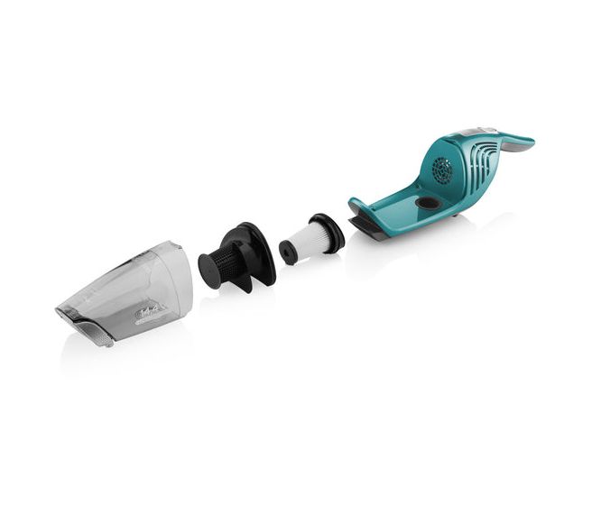 Moneto II Handstaubsauger mit Staubbeutel bis 40 min Laufzeit 14,4 V Zyklonal  (Türkis) 