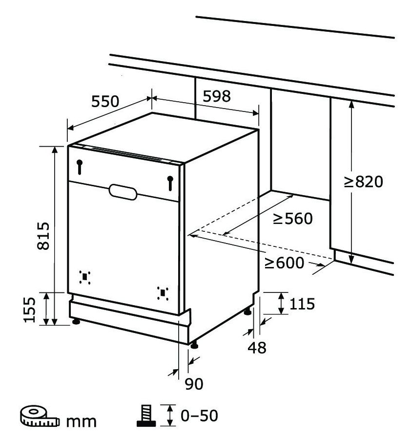 EGSP9614-E-031B 60 cm Geschirrspüler vollintegriert (ohne Front) Sehr leise 14 Maßgedecke aquaStop Funktion 