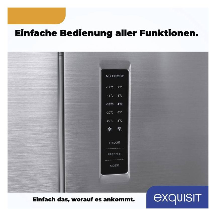 MD365-125-040D Side-by-Side Kühl-/ Gefrierkombination 237 l / 135 l 210 kWh NoFrost 1800 mm x 790 mm  (Schwarz, Edelstahl) 