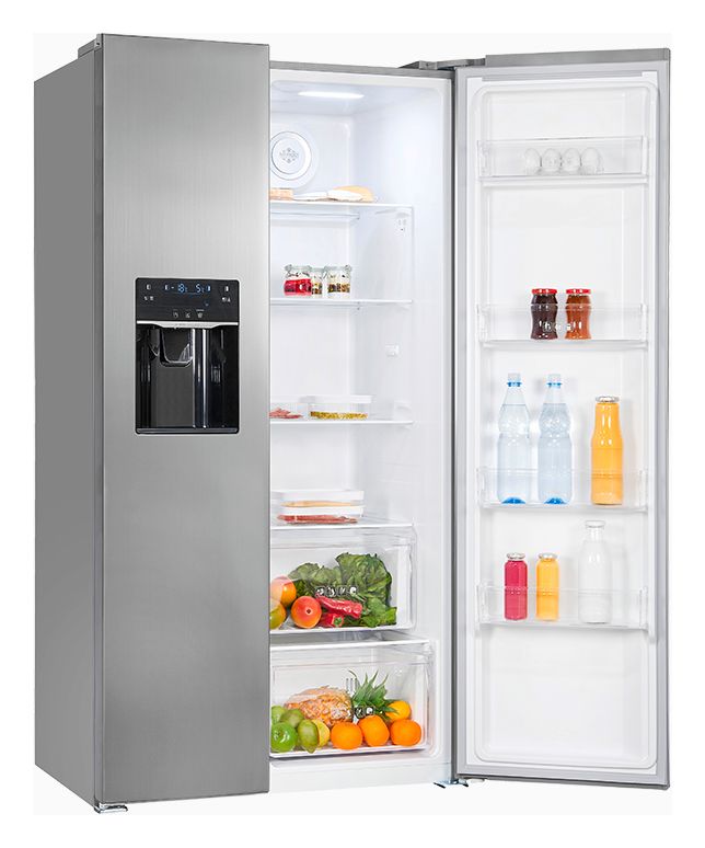 SBS520-CF-040E Side-by-Side Kühl-/ Gefrierkombination 344 l / 169 l 306 kWh NoFrost 1775 mm x 910 mm  (Schwarz, Edelstahl) 