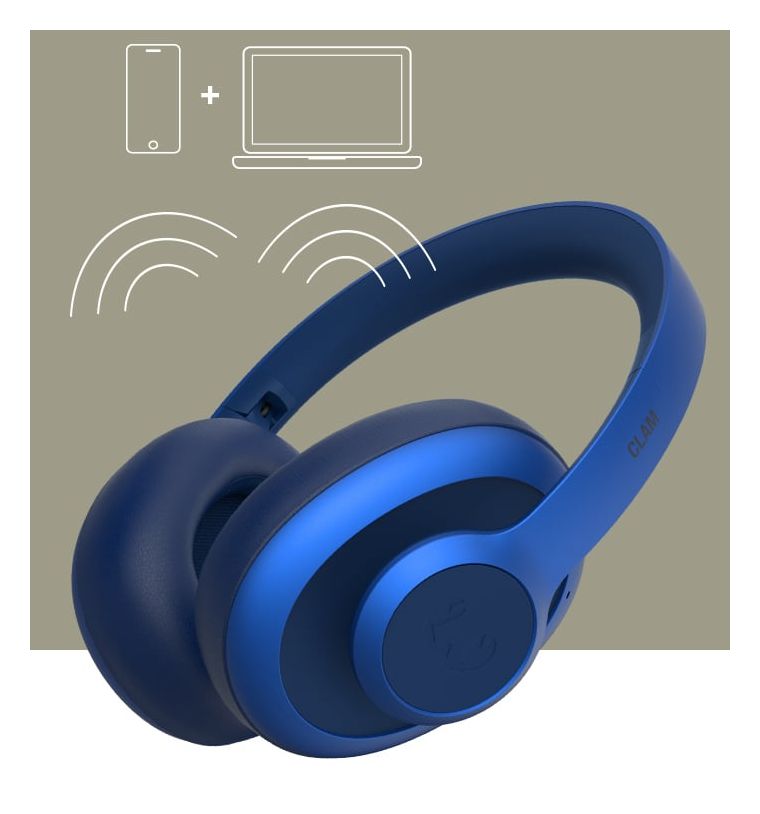 Clam Ace Over Ear Bluetooth Kopfhörer kabellos USB Typ-C  (Blau) 