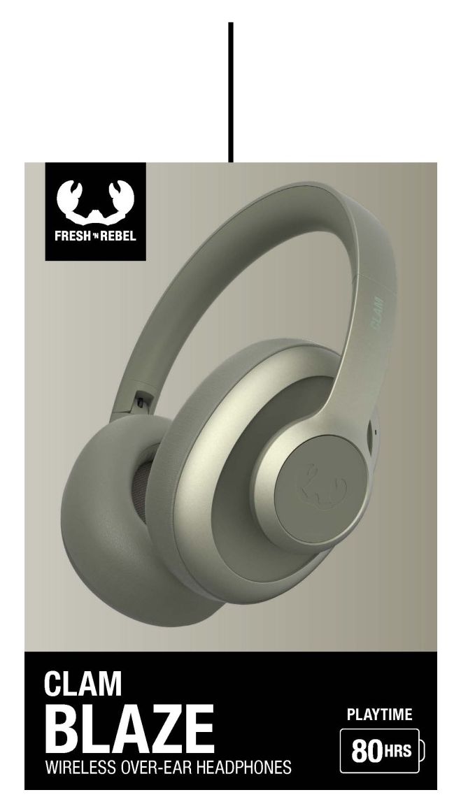 Clam Blaze Over Ear Bluetooth Kopfhörer kabellos 80 h Laufzeit USB Typ-C  (Grün) 
