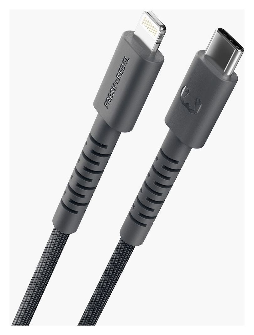 FlexWave Rundkabel Lightning auf USB C Männlich 2 m  (Grau) 