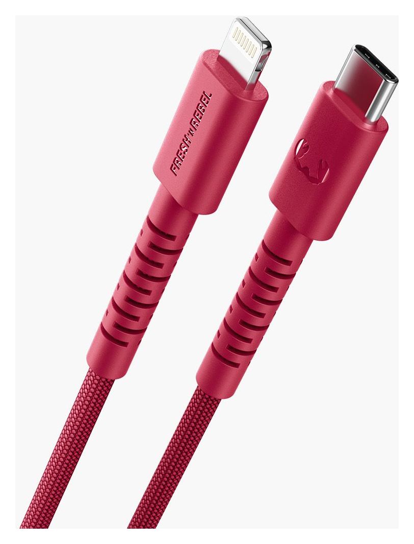 FlexWave Rundkabel Lightning auf USB C Männlich 2 m  (Rot) 