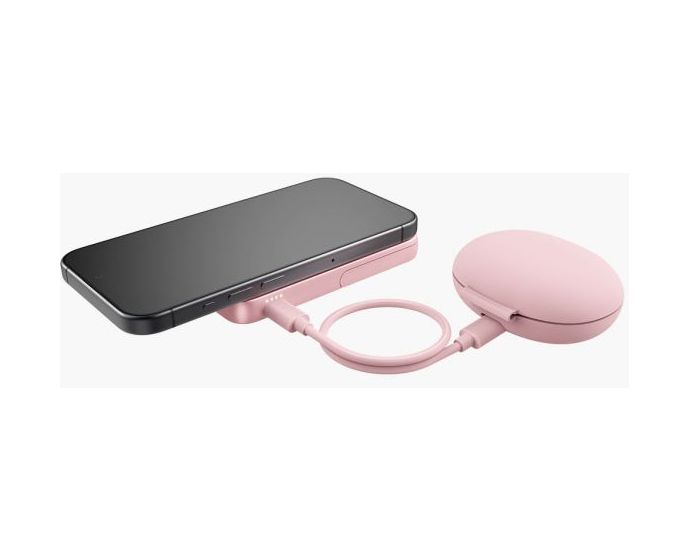 Wireless Magnetic 5000 mAh Powerbank USB Typ-C Kabelloses Laden  (Pink) 