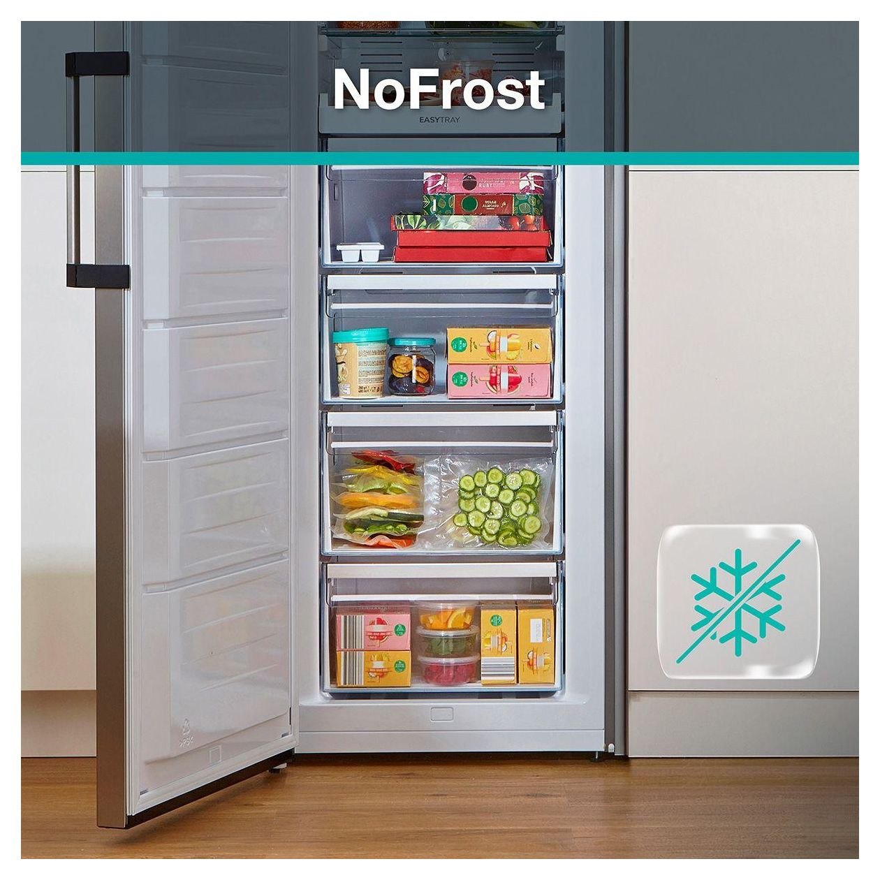 FN619DAXL6 280 l Gefrierschrank 198,72 kWh Jahr NoFrost (Grau, Edelstahl, Dunkles Grau) 