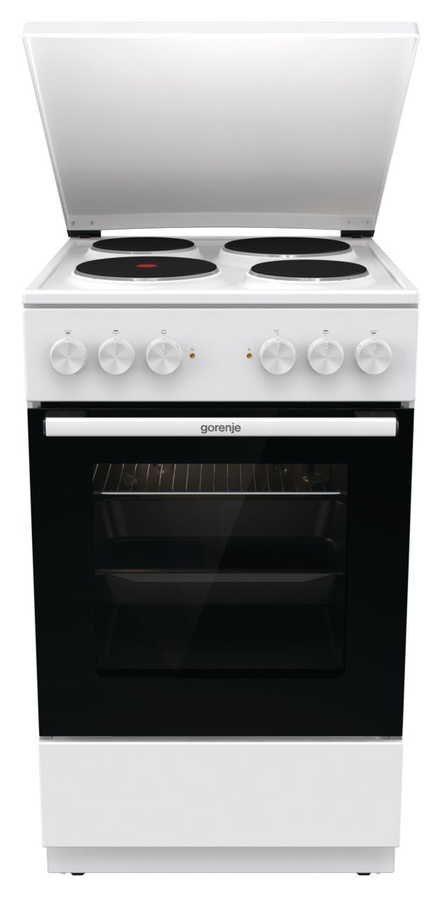 GE5A23WH Freistehender Herd Elektro 74 l AquaClean mit Gußkochplatte Kochfeld 