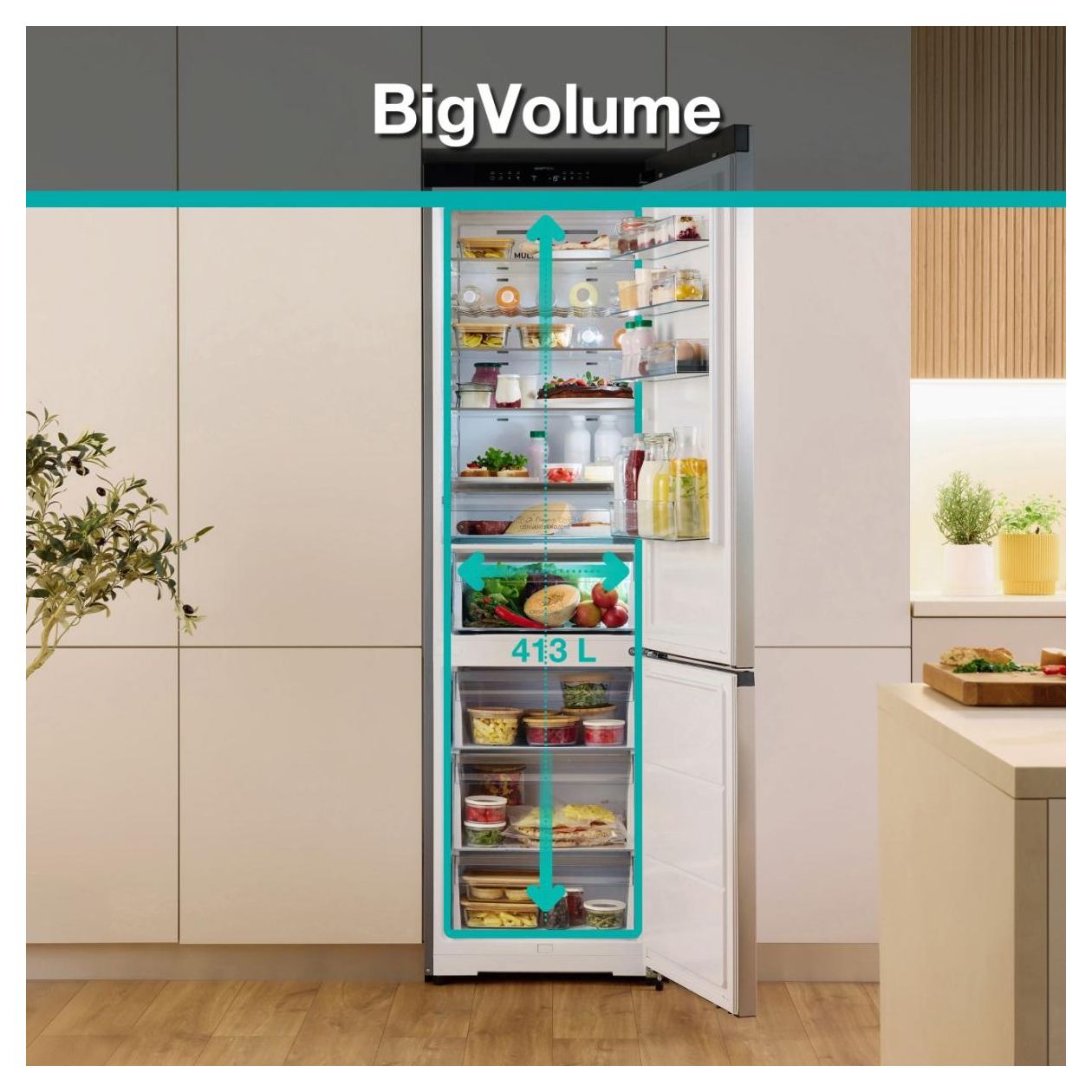 NRB620C6X4WFE 283 l / 130 l Kühl-Gefrierkombi freistehend NoFrost 182 kWh Jahr  (Edelstahl) 