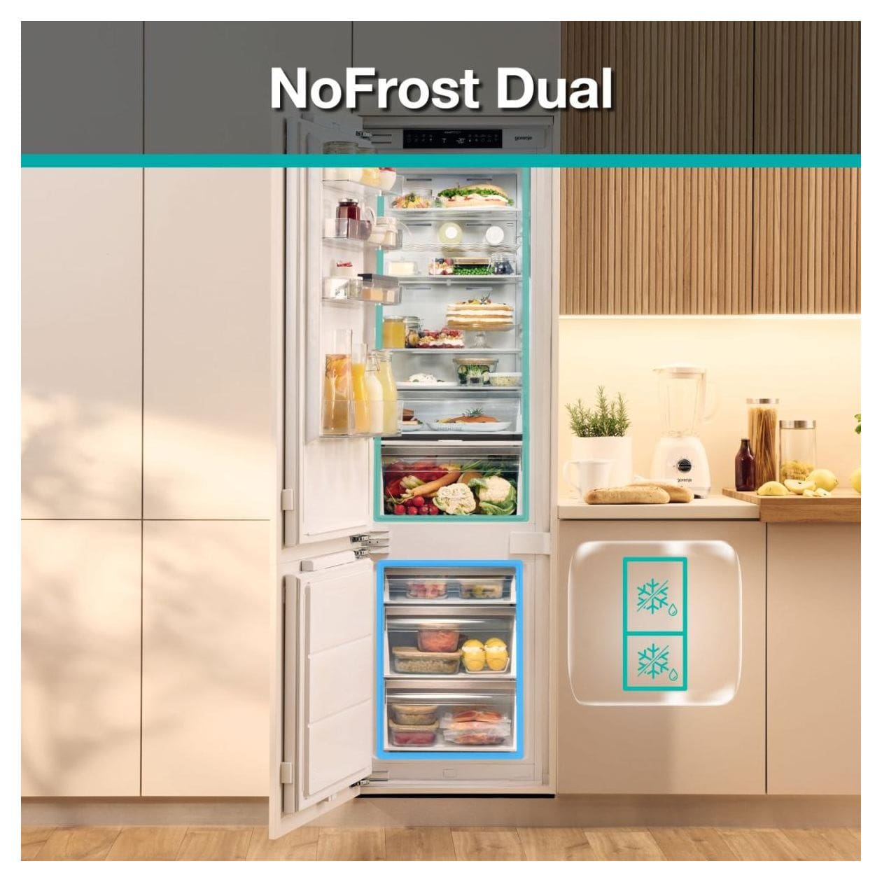 NRKI517D61WF 176 l / 76 l Einbau Kühl-/Gefrierkombination 188 kWh NoFrost 