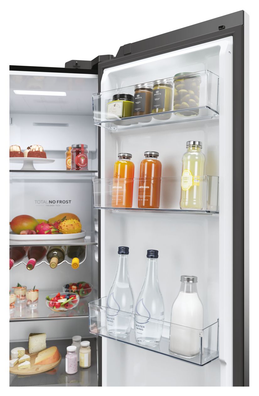 HSW59F18EIPT Side-by-Side Kühl-/ Gefrierkombination 391 l / 210 l 334 kWh NoFrost 1775 mm x 905 mm  (Schwarz) 