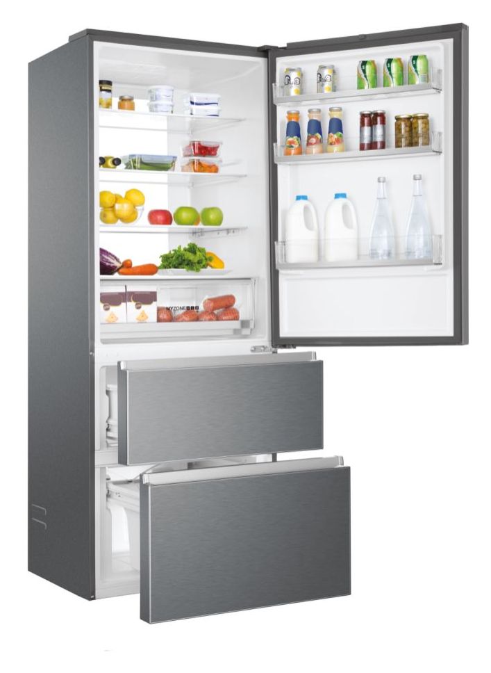 HTOPMNE7193 Side-by-Side Kühl-/ Gefrierkombination 310 l / 140 l 297 kWh NoFrost 1906 mm x 700 mm  (Platin, Edelstahl) 