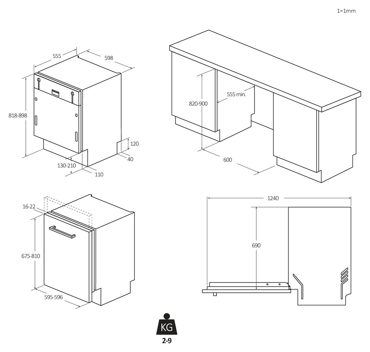 XS4B0M3SB-84 60 cm Geschirrspüler vollintegriert (ohne Front) Sehr leise 14 Maßgedecke Kondensations 