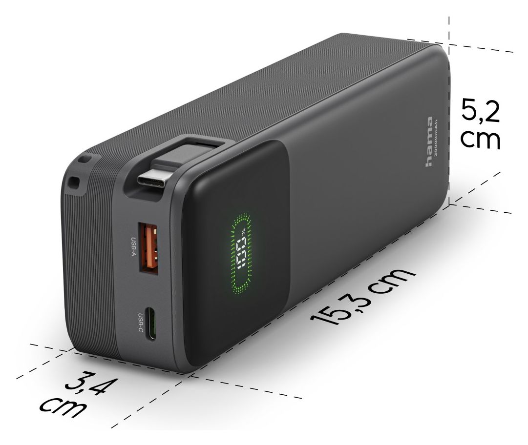201785 Roll Up 20 20000 mAh Powerbank USB Typ-C  (Anthrazit) 