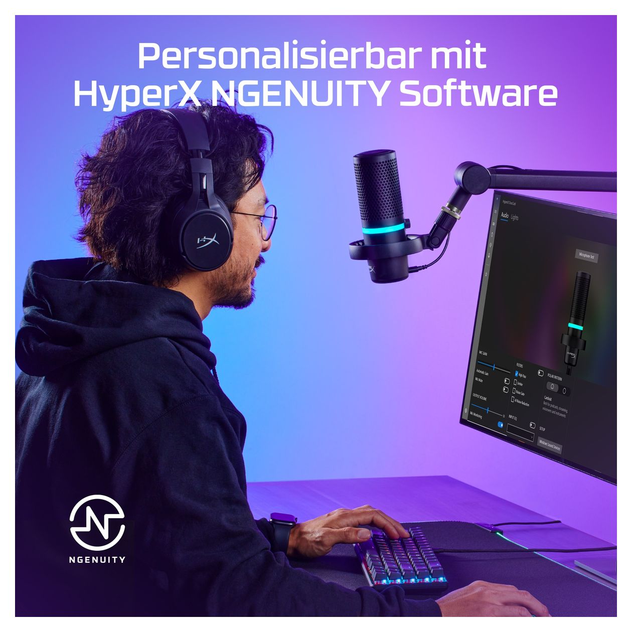 DuoCast Kabelgebunden Mikrofon für Spielkonsole 96 kHz USB  (Schwarz) 