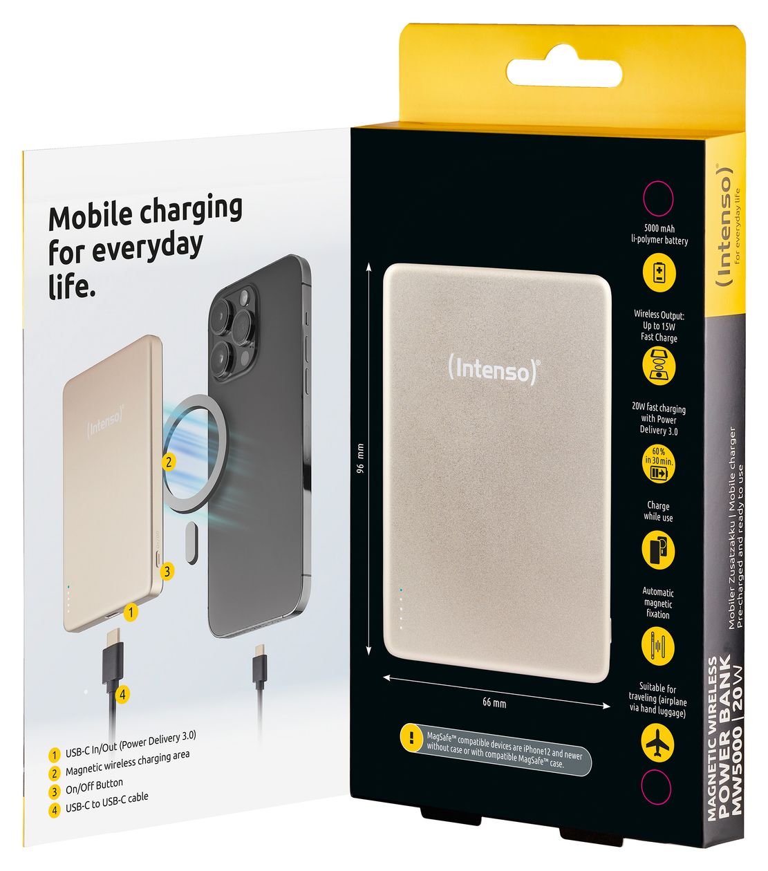 MW 5000 mAh Powerbank USB Typ-C Kabelloses Laden  (Champagner) 