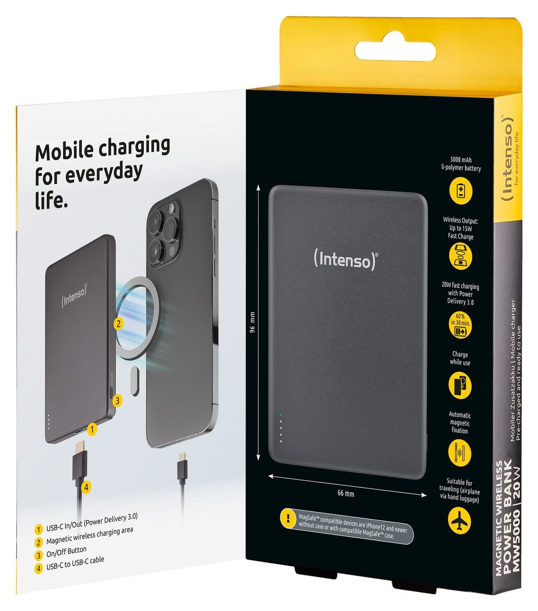 MW 5000 mAh Powerbank USB Typ-C Kabelloses Laden  (Grau) 
