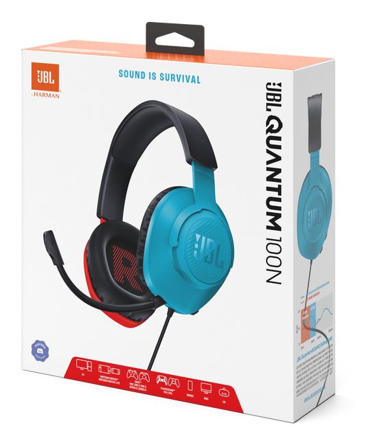 Quantum 100N Over Ear Kopfhörer Kabelgebunden  (Blau, Rot) 
