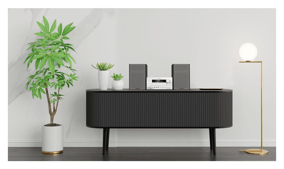 M-822DAB Heim-Audio-Mikrosystem DAB, DAB+, FM 50 W Bluetooth  (Schwarz, Weiß) 