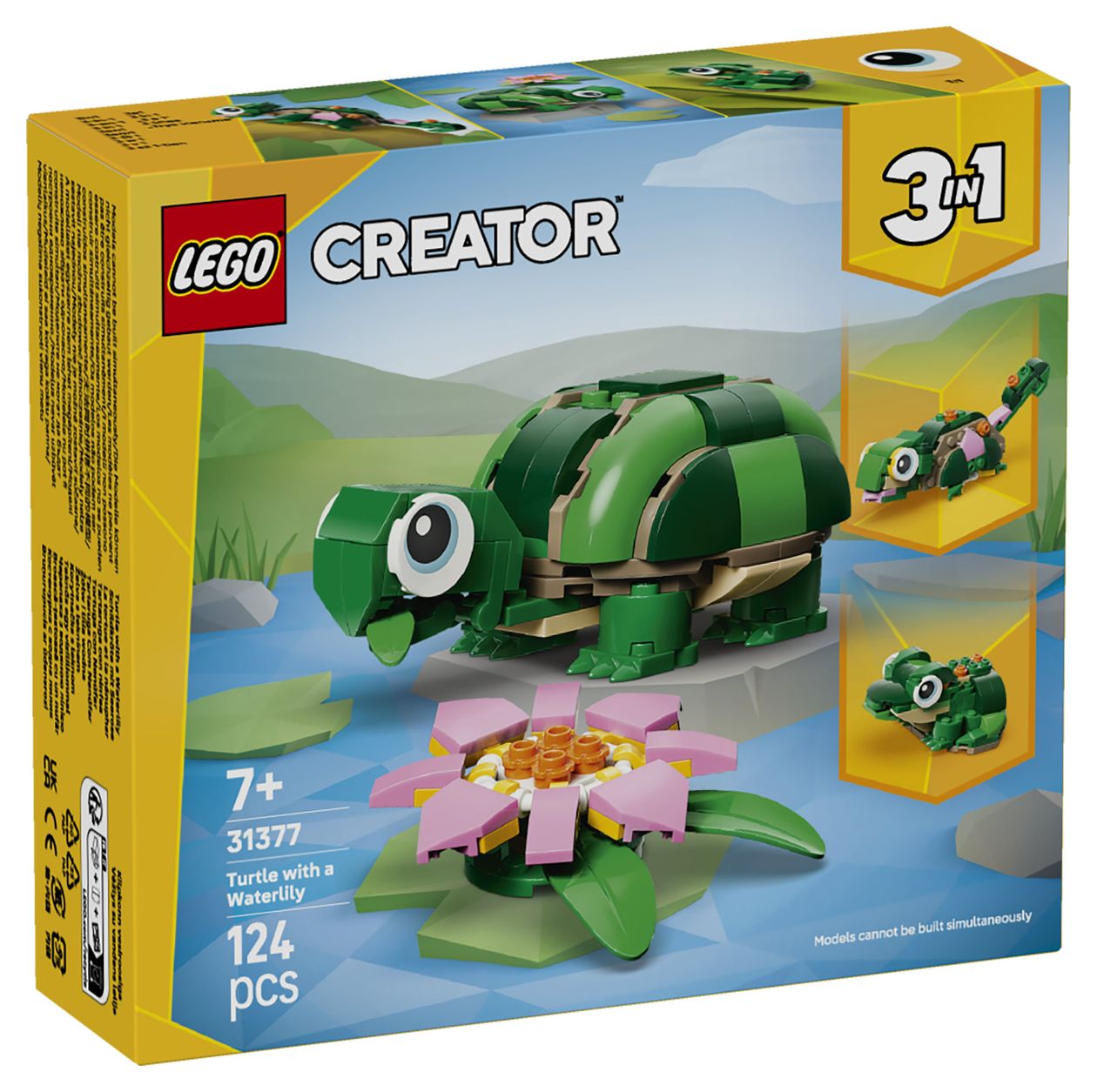 Creator 3-in-1 Schildkröte mit Seerose Bauset 124 Teile  (Mehrfarbig) 