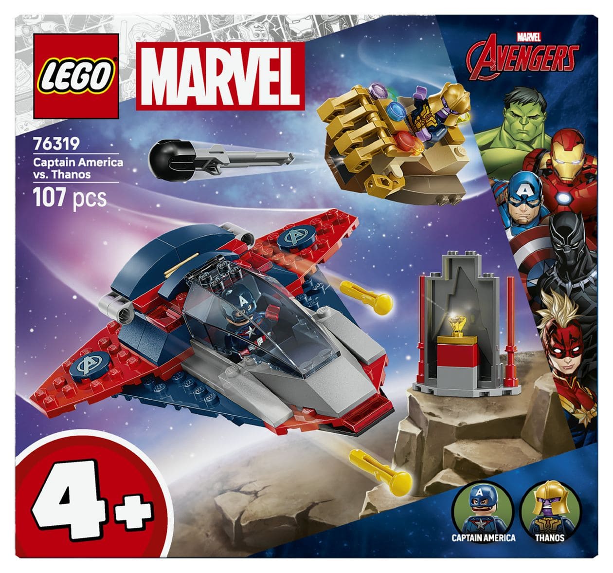 Marvel Captain America vs. Thanos Bauset 107 Teile  (Mehrfarbig) 