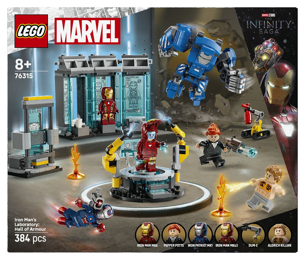 Marvel Iron Mans Labor Halle der Rüstungen Bauset 384 Teile  (Mehrfarbig) 