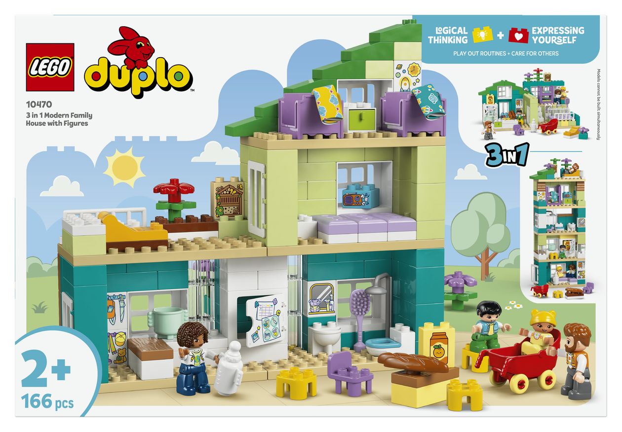 Modernes Familienhaus mit Figuren – 3-in-1-Set 