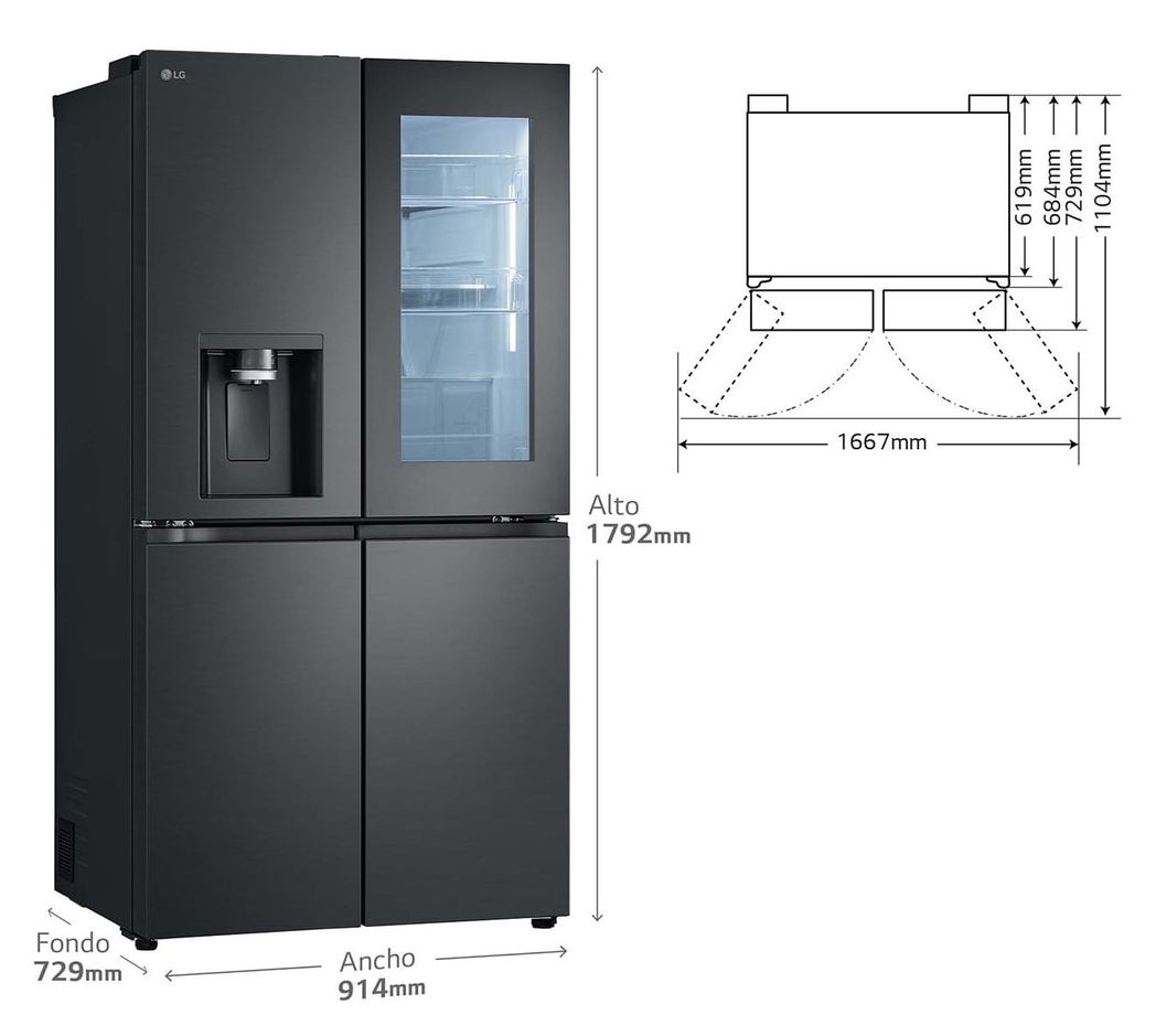 GMG961EVKE Side-by-Side Kühl-/ Gefrierkombination 363 l / 274 l 354 kWh NoFrost 1792 mm x 914 mm  (Schwarz, Graphit) 