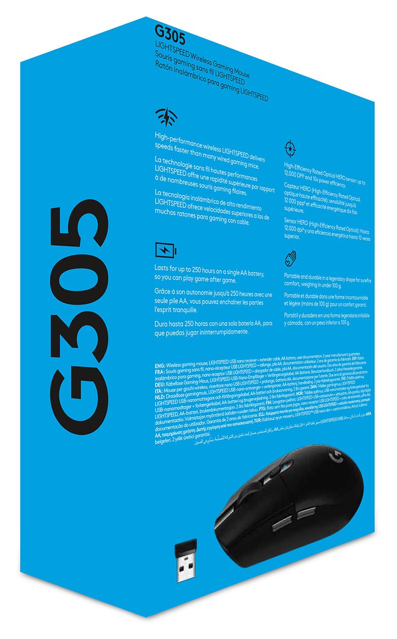 G305 12000 DPI Gaming Maus Optisch  (Schwarz) 