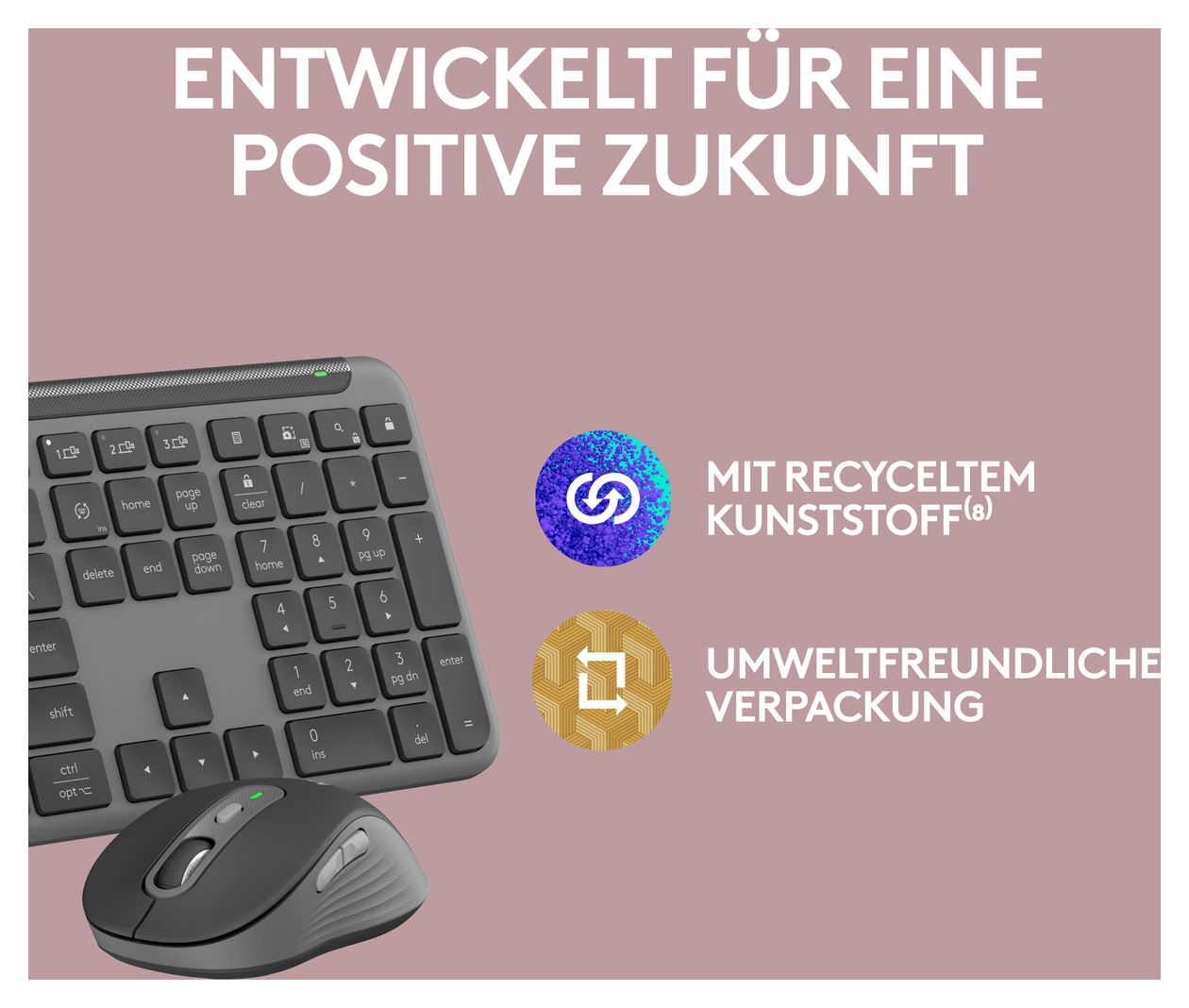 MK950 Signature Slim Büro Tastatur RF Wireless + Bluetooth 2.4 GHz  (Graphit) 