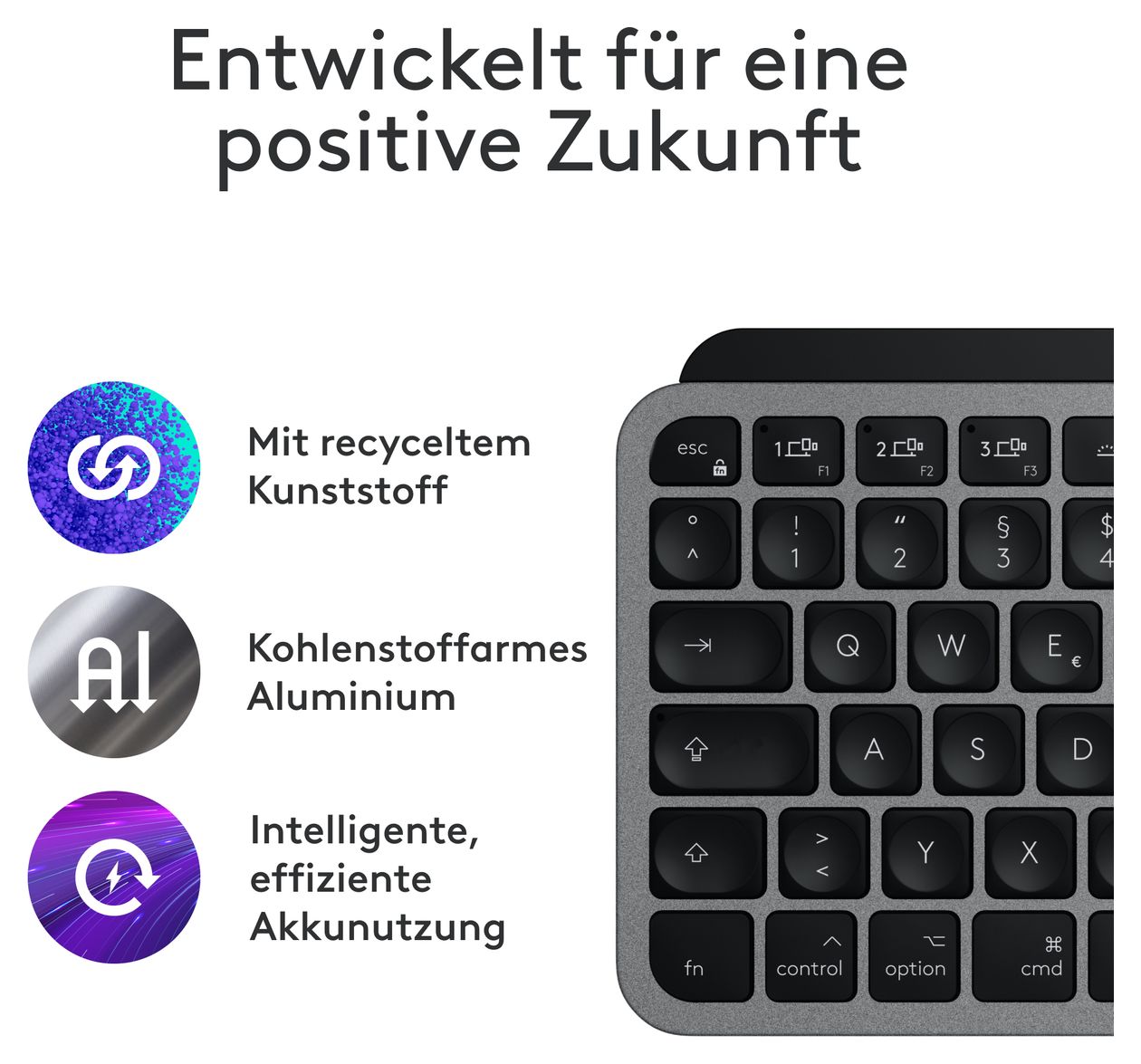 MX Keys Mini For Mac LED Heimbüro Tastatur Bluetooth  (Schwarz, Grau) 