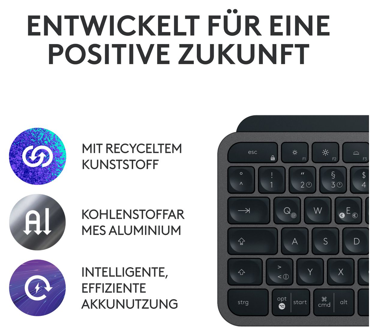 MX Keys S Combo LED Büro Tastatur Bluetooth  (Graphit) 