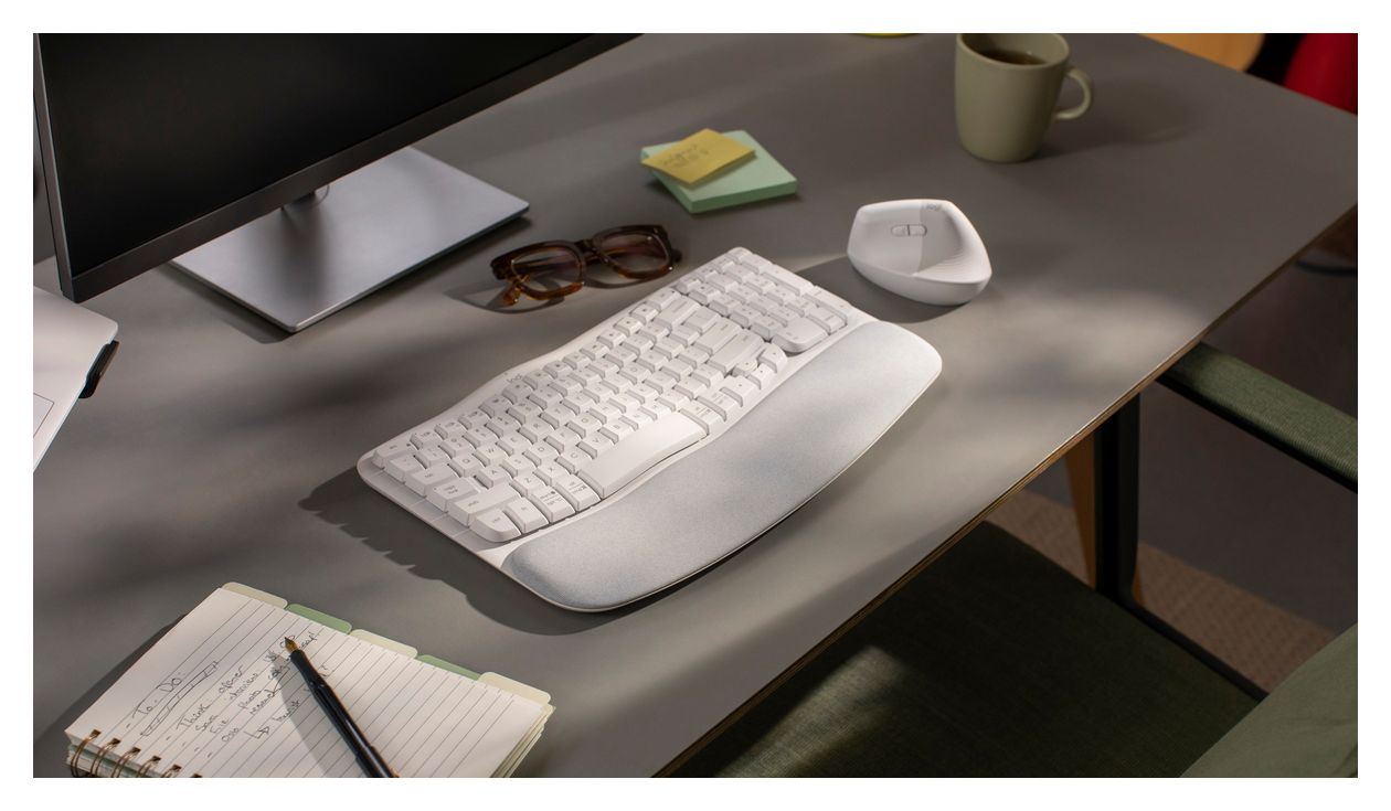 Wave Keys Büro Tastatur RF Wireless + Bluetooth 2.4 GHz  (Weiß) 