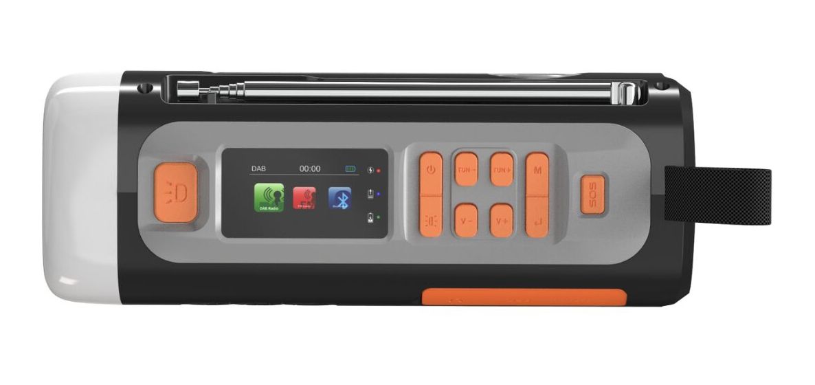 RESQ200 Kurbelradio Bluetooth DAB, DAB+, FM Radio Tragbar IPX3  (Schwarz) 