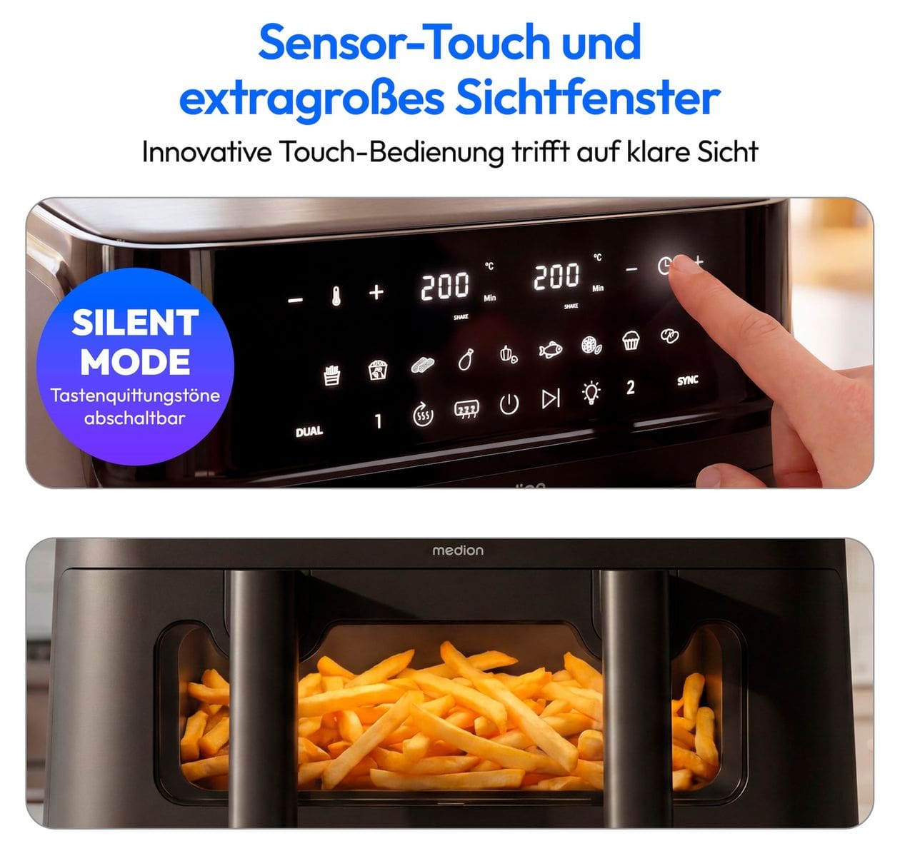 Life P25 XXL Flex M Doppel Heißluftfritteuse 10,8 l 3040 W  (Schwarz) 