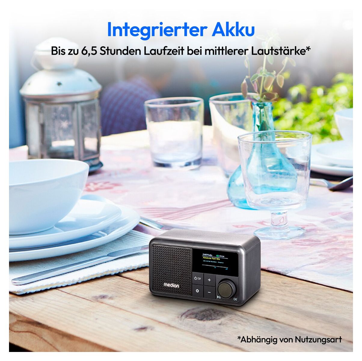 Life S66822 Bluetooth DAB+, UKW Radio Tragbar IPX1  (Schwarz) 