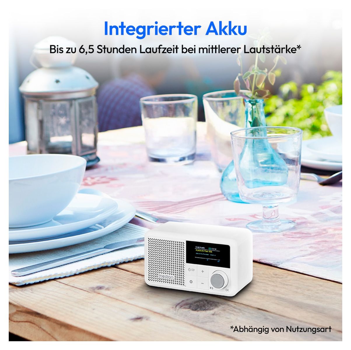 Life S66822 Bluetooth DAB+, UKW Radio Tragbar IPX1  (Weiß) 
