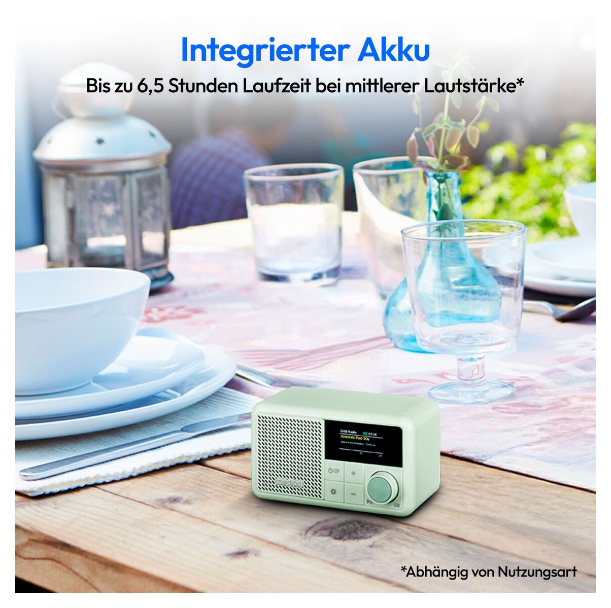 Life S66822 Bluetooth DAB+, UKW Radio Tragbar IPX1  (Grün) 