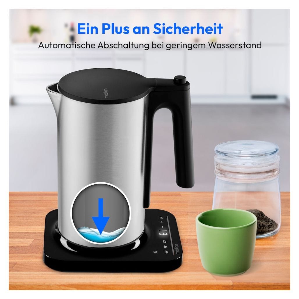 MD12106 1,5 l Wasserkocher 2200 W  (Schwarz, Edelstahl) 