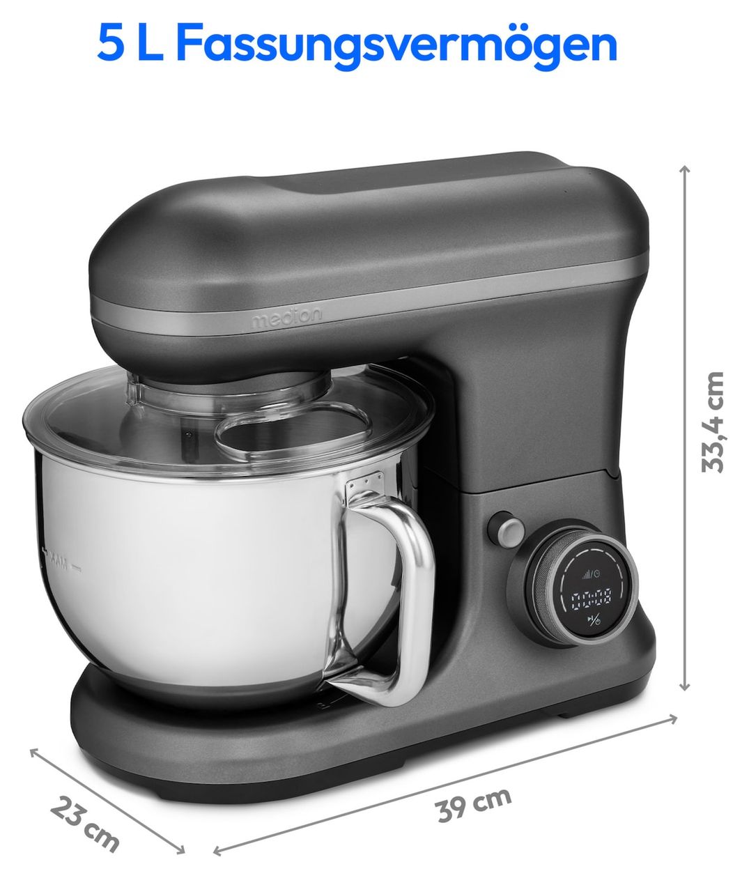 MD18420 1200 W Küchenmaschine 5 l  (Anthrazit/Edelstahl) 