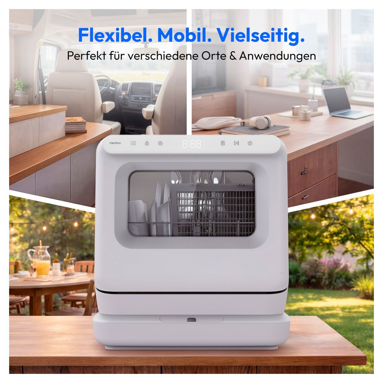 MD370022 45 cm Geschirrspüler freistehend 3 Maßgedecke (Weiß) 