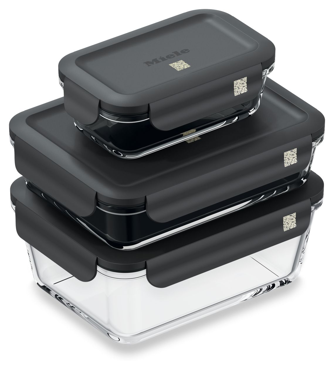 GaLa-Set Gourmet-Box Set (3-teilig) Container Rechteckig 3 l Borosilikatglas (Schwarz, Transparent) 
