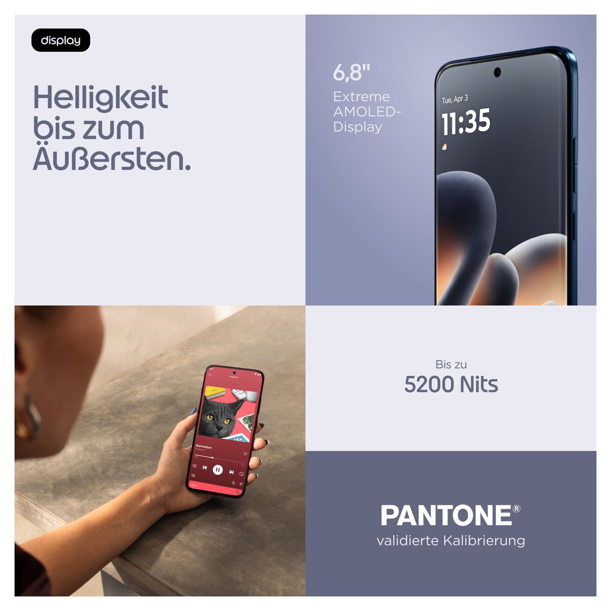 Edge 70 Pro 256 GB 5G Smartphone 17,2 cm (6.78") Android 50 MP Dreifach Kamera Dual Sim WiFi 6E (PANTONE Titan) 