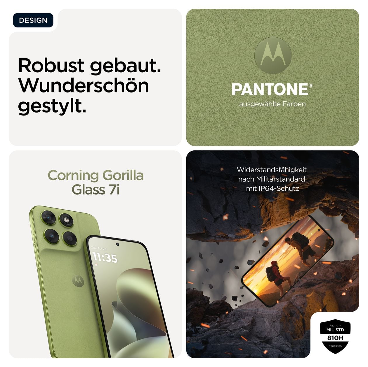 Moto G67 128 GB 5G Smartphone 17,3 cm (6.8 Zoll) 2,4 GHz Android 50 MP Dual Kamera Dual Sim WiFi 5 (PANTONE Nile) 