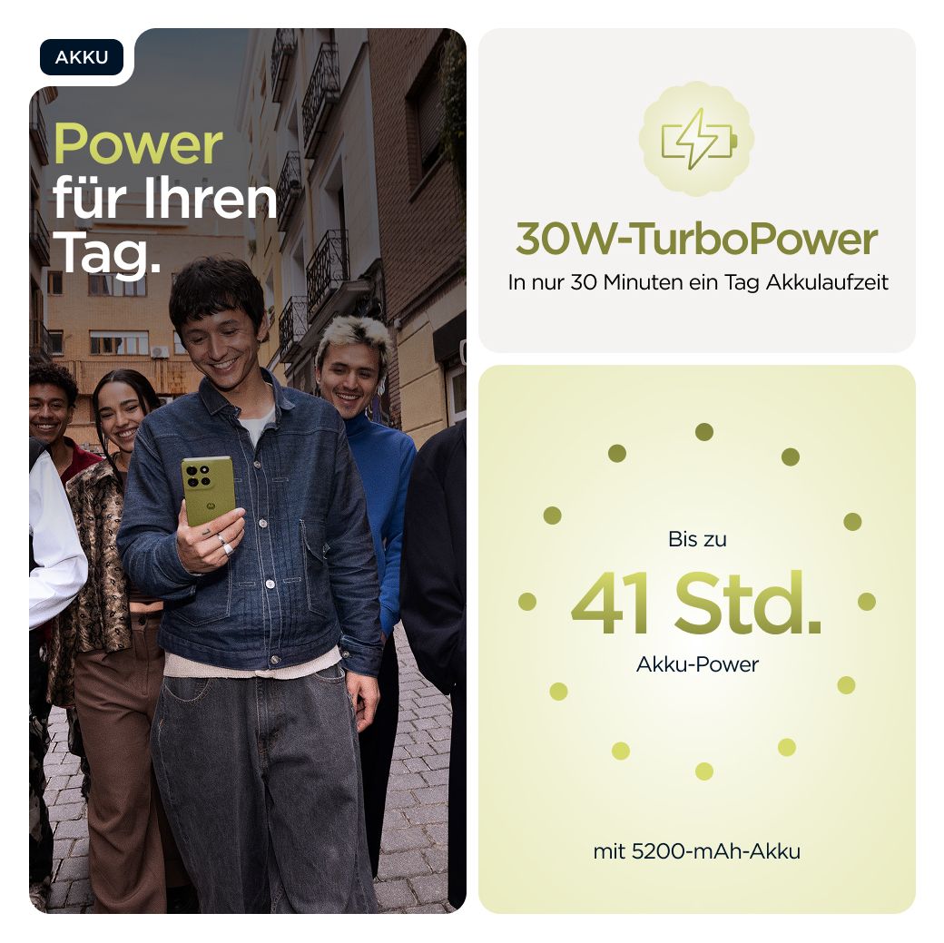 Moto G86 256 GB 5G Smartphone 16,9 cm (6.67 Zoll) Android 50 MP Dual Kamera Dual Sim WiFi 6 (Golden Cypress) 